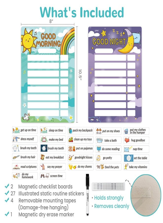 JJPRO Morning/Bedtime/Daily Routine Chart for Kids,Toddler Daily Schedule Board at Home,Visual Schedule for Kids,Checklist Routine Chore Chart - Image 2