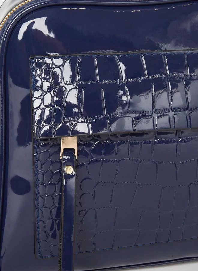 تايك تو Take Two Croc Skin Top Handle Shoulder Bag with Zip Closure