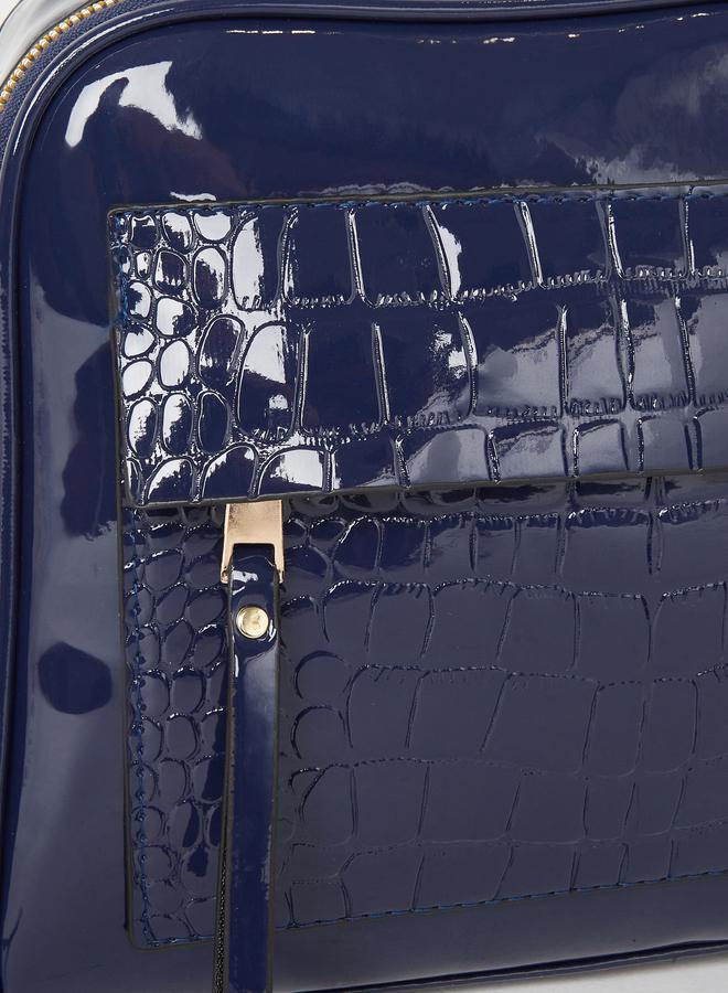 Styli Croc Skin Top Handle Shoulder Bag with Zip Closure - Image 3