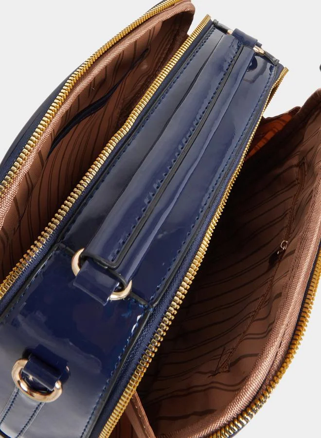 تايك تو Take Two Croc Skin Top Handle Shoulder Bag with Zip Closure