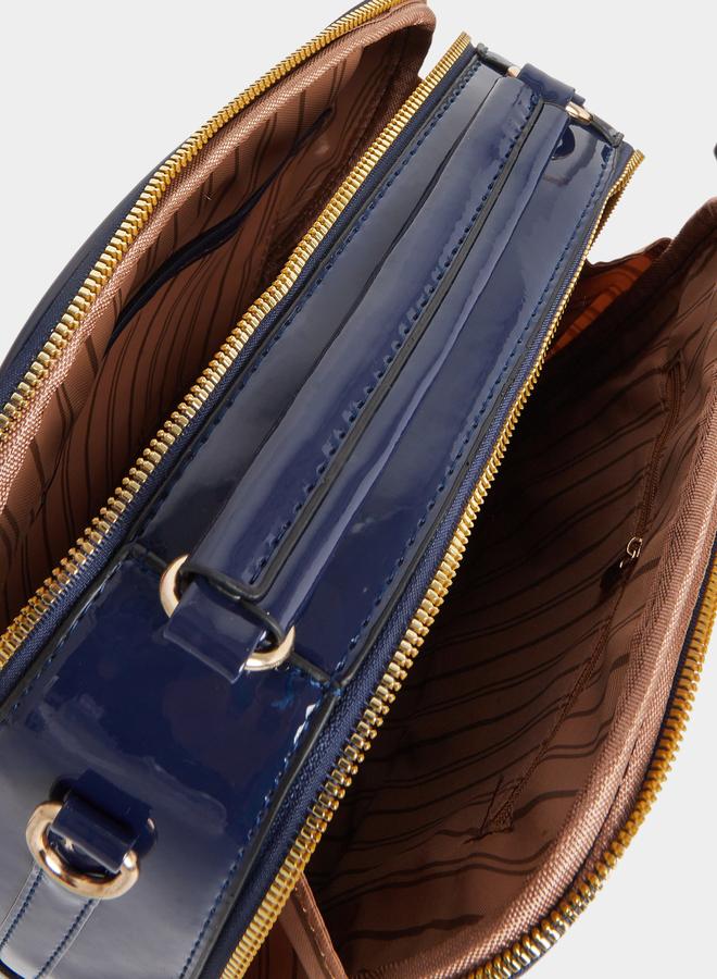 Styli Croc Skin Top Handle Shoulder Bag with Zip Closure - Image 4