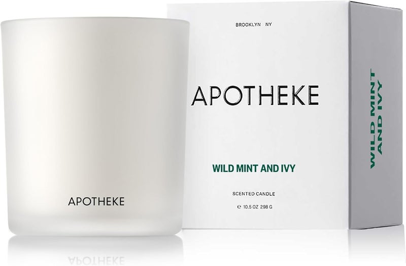 Apotheke Luxury Scented Candles for Home, Wild Mint & Ivy - Aromatherapy Jar Candle with Soy Wax Blend
