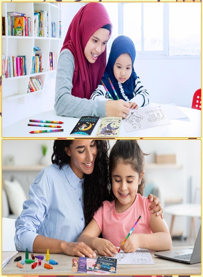 Zhanmai 48 Pcs Ramadan Coloring Book Bulk with Stacking Crayons Ramadan Moon Star Holiday Activity Book Eid Mubarak Coloring Book for Activities Party Favors Supplies Gifts (Moon) - Image 4