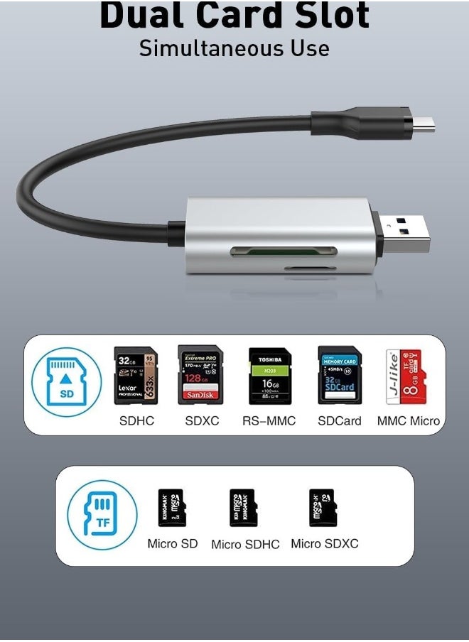 ماركة غير محددة - قارئ بطاقة SD، بطاقة Micro SD/TF مع منفذ USB C وUSB 3.0 بفتحتين للقراءة عالية السرعة في نفس الوقت، متوافق مع أجهزة الكمبيوتر PC MacBook Pro/Air، iPhone 15/15 Pro/Pro Max، iPad Pro، Samsung - Image 1