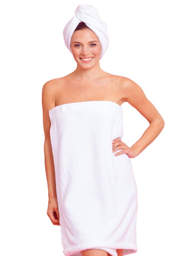 Soft Touch Linen Women's Bath/Spa Body Wrap - Terry Cloth Body Wrap Towel - Shower & Bath - Absorbent & Quick Dry - Lightweight & Soft - Adjustable Strap (White, Medium) - Image 4