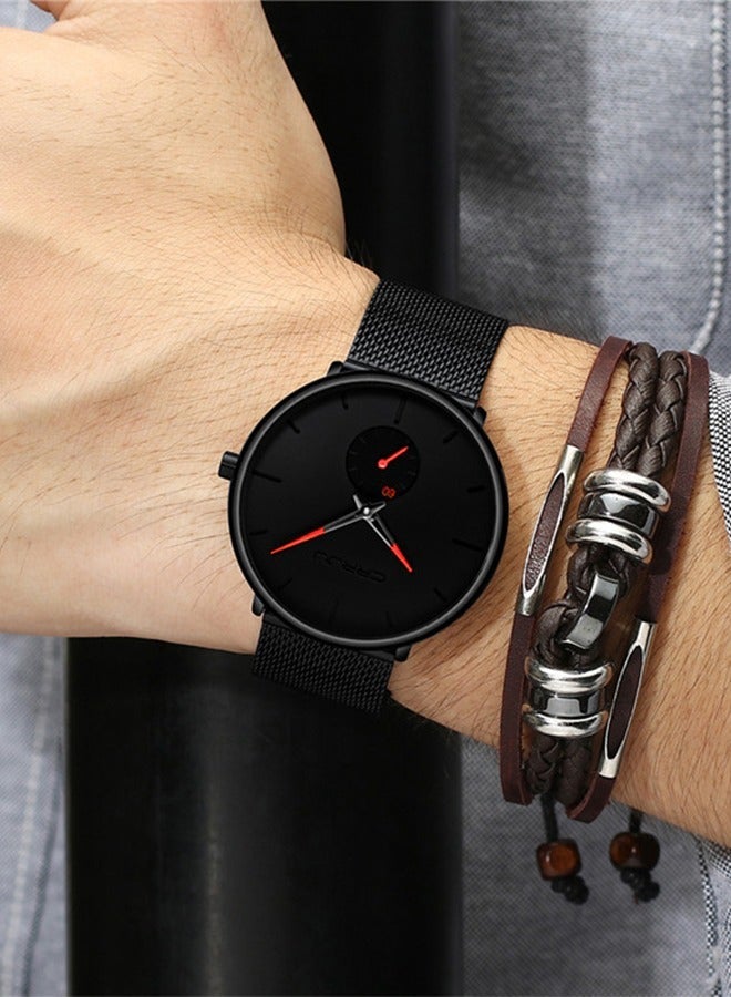 CRRJU Mens Watches Ultra-Thin Minimalist Waterproof - Fashion Wrist Watch for Men Unisex Dress with Stainless Steel Mesh Band - Image 5