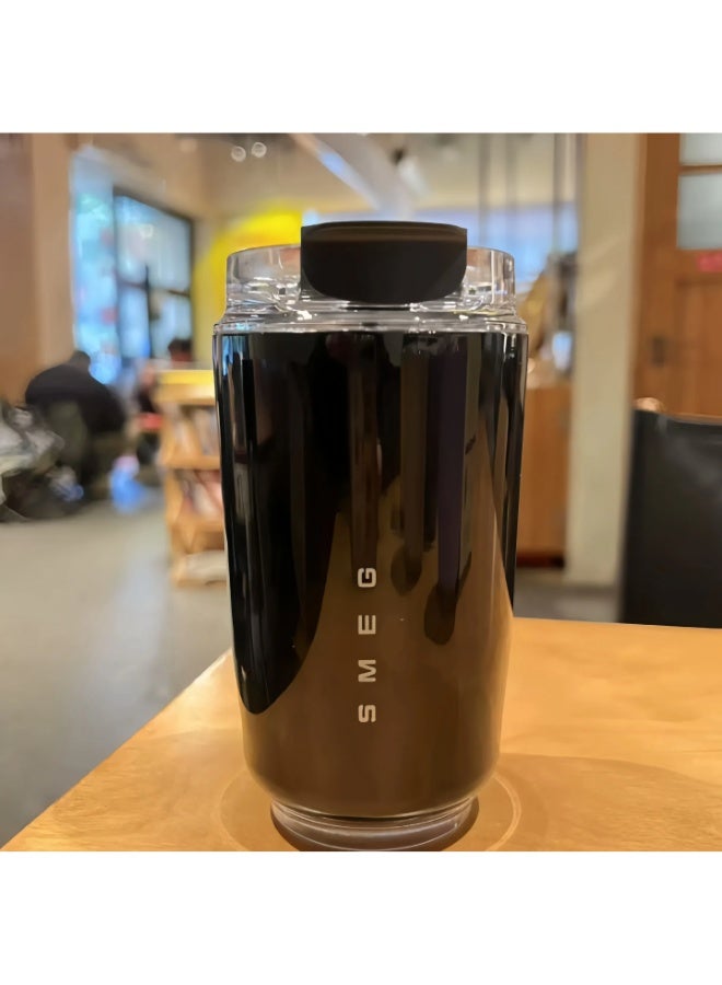Smeg Travel Coffee Mug, 320ml Insulated Beverage Cup With Leakproof Lid, Long Lasting Coffee Tumbler With Lid And Straw, Travel Coffee Thermos （Black） - Image 2
