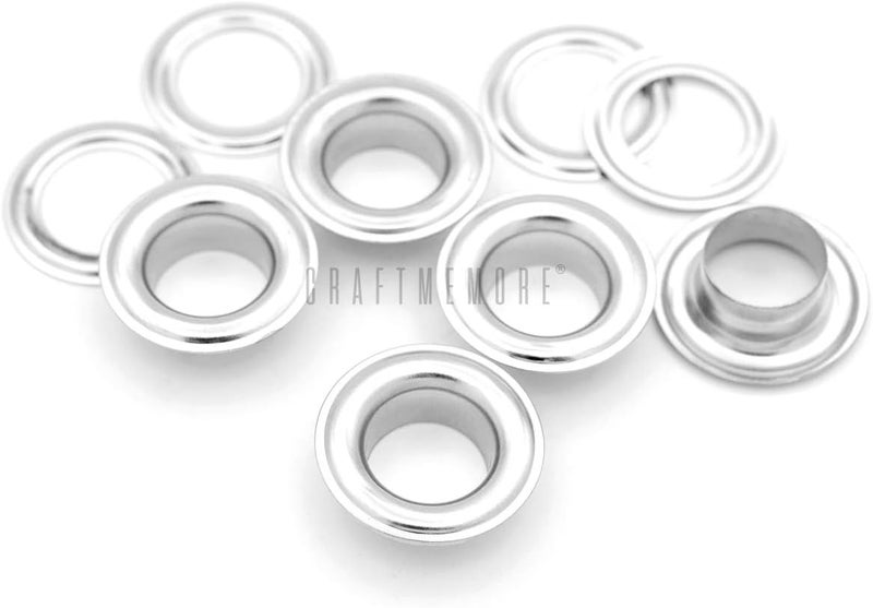 CRAFTMEMORE 1/2" (13MM) Hole 50 Sets Grommets Eyelets with Washers for Leather, Tarp, Canvas (Silver) - Image 1