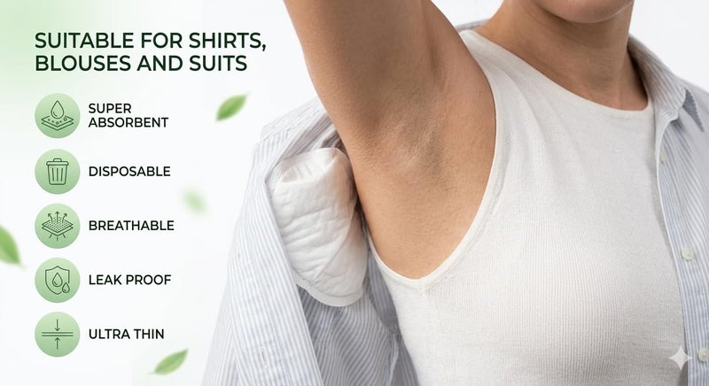 Barakath Underarms Sweat Pads Disposable Highly Absorbent Sweat Pads Cotton Anti Allergic, Anti Bacteria, Anti Smell For Men And Women (Pack of 20) - Image 4