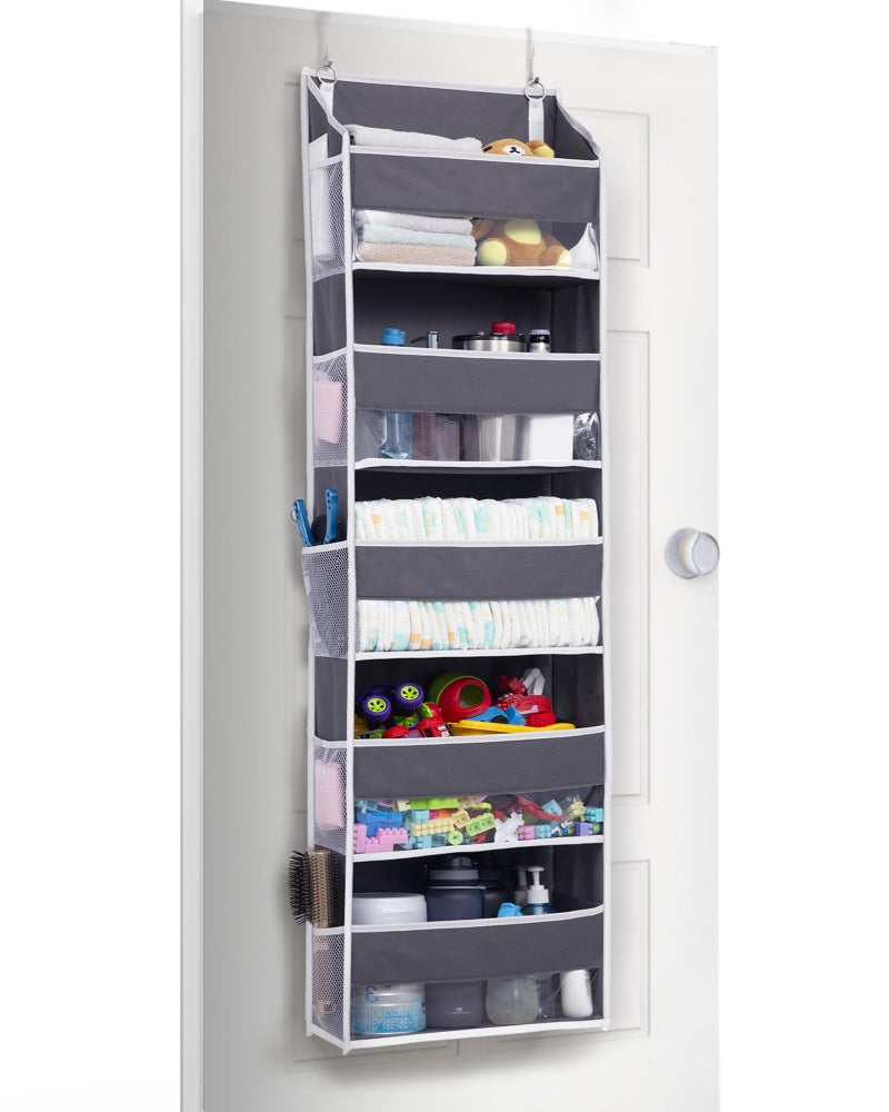 ULG 1 Pack Compact Size Over Door Organizer Slim Door Storage for SmallSized Doors 5 Shelves Dark Gray