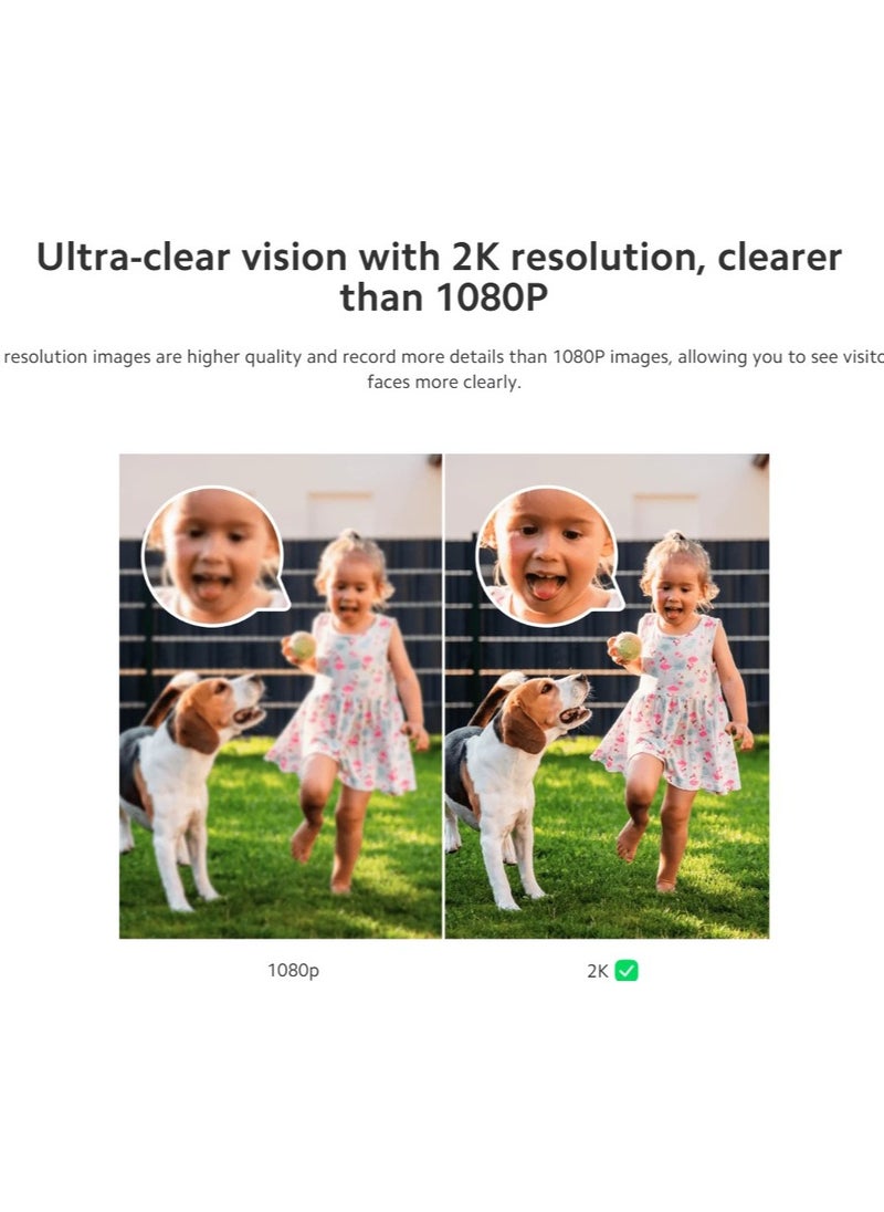 Xiaomi - Xiaomi Smart Doorbell 3S | Head to toe with D180° | IP65 waterproof | Two power supply modes | Xiaomi security chip | Ultra clear 2K resolution | 5200mAh (typ) battery | Free 72h cloud storage - Image 1