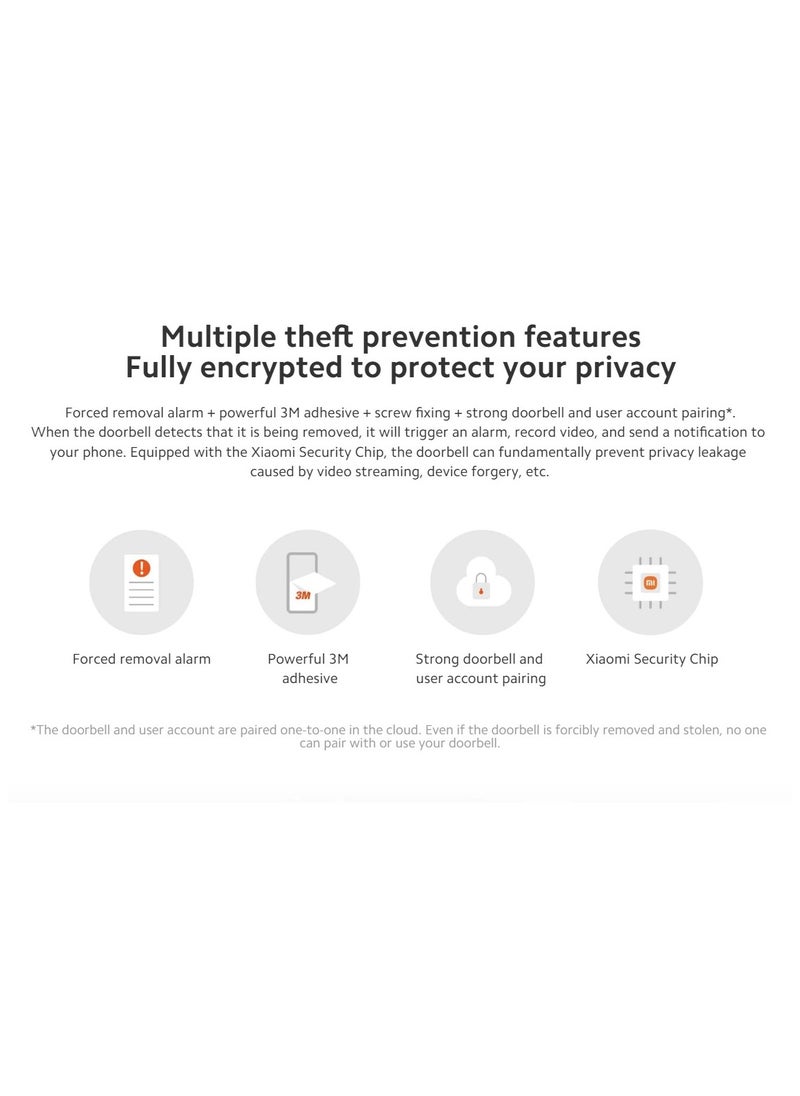 Xiaomi - Xiaomi Smart Doorbell 3S | Head to toe with D180° | IP65 waterproof | Two power supply modes | Xiaomi security chip | Ultra clear 2K resolution | 5200mAh (typ) battery | Free 72h cloud storage - Image 1