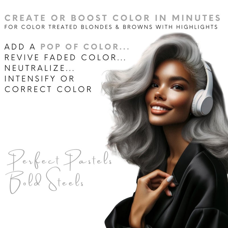 Watercolors INTENSE METALLIC Semi Permanet Color Depositing Shampoo-Sulfate & Paraben Free to Maintain & Enhance Hair Color 8 fl oz - STEEL - Image 2