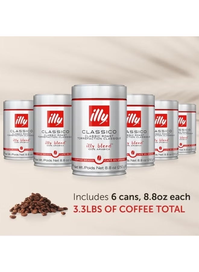Illy Classico Coffee Beans Medium Roast 250g (Pack of 6) | 100% Arabica Whole Bean Coffee | Smooth Italian Blend with Caramel & Floral Notes - Image 1