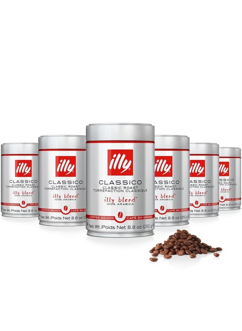 Illy Classico Coffee Beans Medium Roast 250g (Pack of 6) | 100% Arabica Whole Bean Coffee | Smooth Italian Blend with Caramel & Floral Notes - Image 2