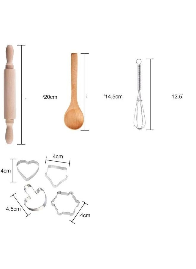 yongsheng 11-Piece Kids Kitchen Cooking Play With Apron And Chef Hat Set Kids Chef Role Play Costume Set - Chef Hat and Matching Pink Apron Children Dress up Pretend Gift  - Image 2