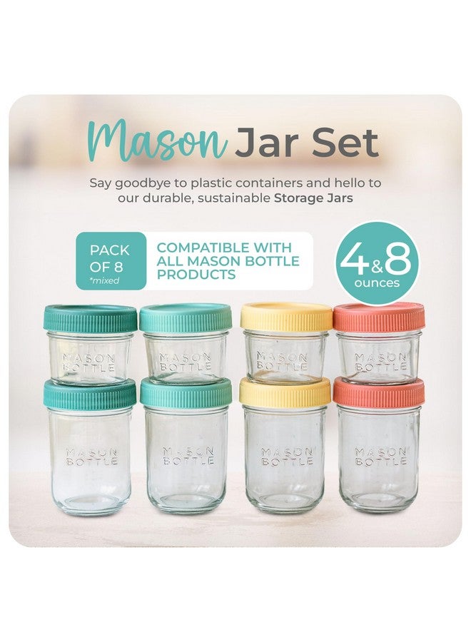 Mason Bottle Breast Milk Storage Jars (4oz & 8oz, 8-Pack) - Reusable Glass Baby Food Containers with Lid for Baby Formula & Breastmilk - Airtight, Stackable, Freezable - Image 2