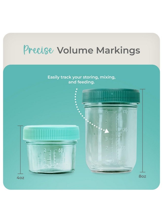 Mason Bottle Breast Milk Storage Jars (4oz & 8oz, 8-Pack) - Reusable Glass Baby Food Containers with Lid for Baby Formula & Breastmilk - Airtight, Stackable, Freezable - Image 4