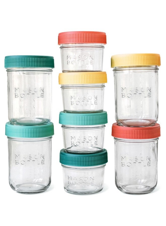 Mason Bottle Breast Milk Storage Jars (4oz & 8oz, 8-Pack) - Reusable Glass Baby Food Containers with Lid for Baby Formula & Breastmilk - Airtight, Stackable, Freezable - Image 1