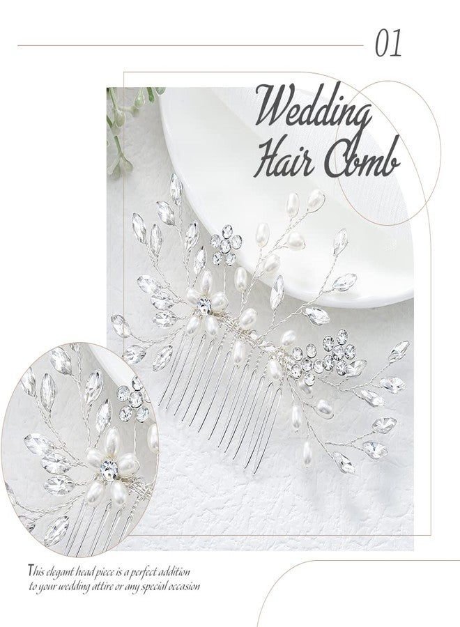 Bmirth Wedding Hair Comb Pearl Bride Headpieces Rhinestone Bridal Hair Jewelry Side Hair Accessories for Women and Girls - Image 3