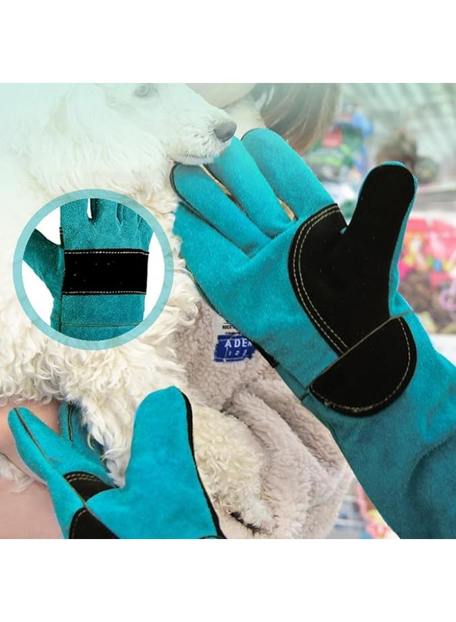 قفازات جلدية مقاومة للعض بحجم 45 سم لتدريب الحيوانات وتغذيتها وحمايتها للقطط والكلاب والثعابين والزواحف - Image 2