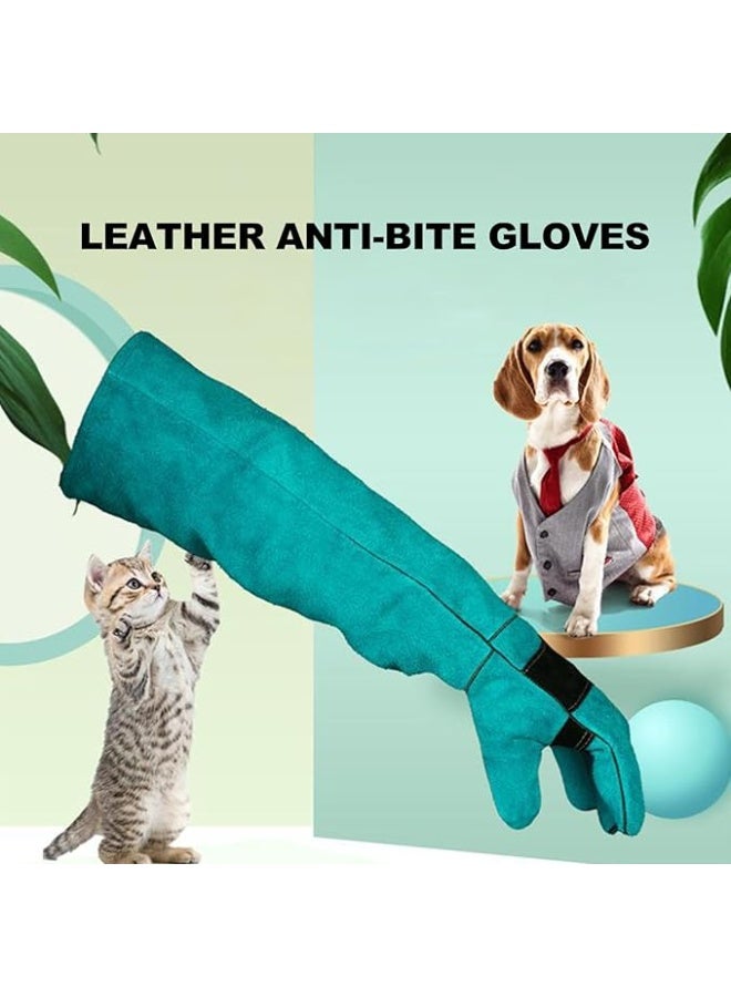 قفازات جلدية مقاومة للعض بحجم 45 سم لتدريب الحيوانات وتغذيتها وحمايتها للقطط والكلاب والثعابين والزواحف - Image 4