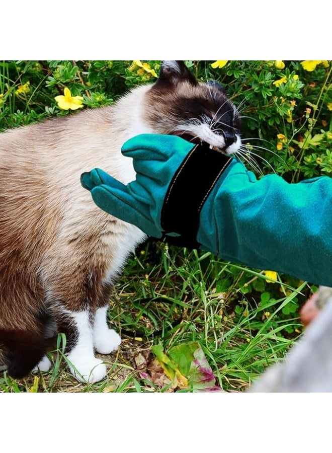 قفازات جلدية مقاومة للعض بحجم 45 سم لتدريب الحيوانات وتغذيتها وحمايتها للقطط والكلاب والثعابين والزواحف - Image 5