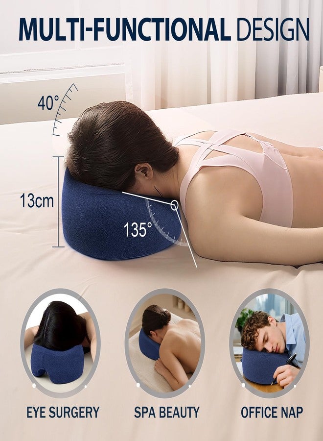 KONOVOLY Face Down Pillow Massage Headrest for Bed, Face Down Pillow After Eye Surgery BBL Post Eye Surgery Recovery, Comfortable Support Equipment for Sleeping & Pain Relief Navy Blue - Image 5