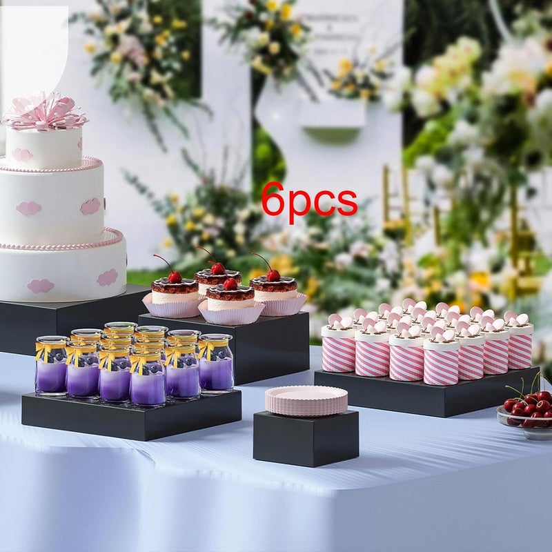 6-Piece Buffet Riser Acrylic Food Display Stand Multifunctional Decorative Hollow Base for Family Celebrations Presentation, 5 to 8 inch - Image 5