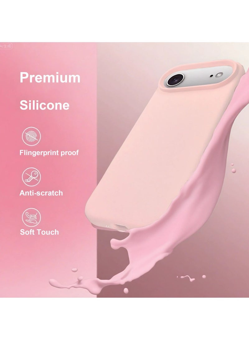Denx Silicone Case Compatible with iPhone 17 Air, Slim Liquid Silicone Phone Case with 3-Layer Soft Rubber Shockproof Bumper with TPU Lining (Pink) - Image 3