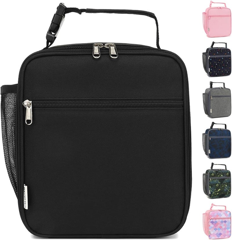 GYEUKHAM Lunch Box for Kids Boys Girls Men Women, Insulated Small Soft Cooler Lunch Bag Kit for School Work Picnic Travel - Reusable Portable Lunch Box, Black - Image 1