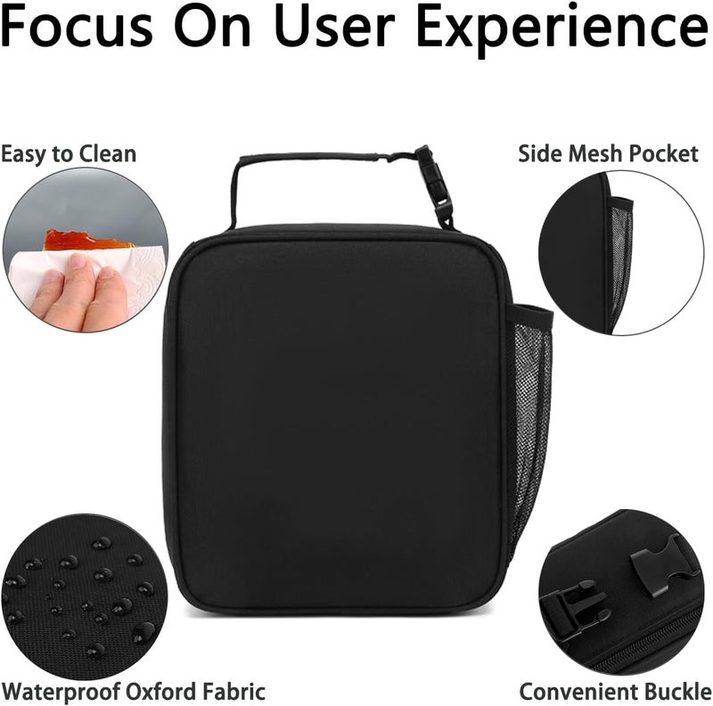GYEUKHAM Lunch Box for Kids Boys Girls Men Women, Insulated Small Soft Cooler Lunch Bag Kit for School Work Picnic Travel - Reusable Portable Lunch Box, Black - Image 4