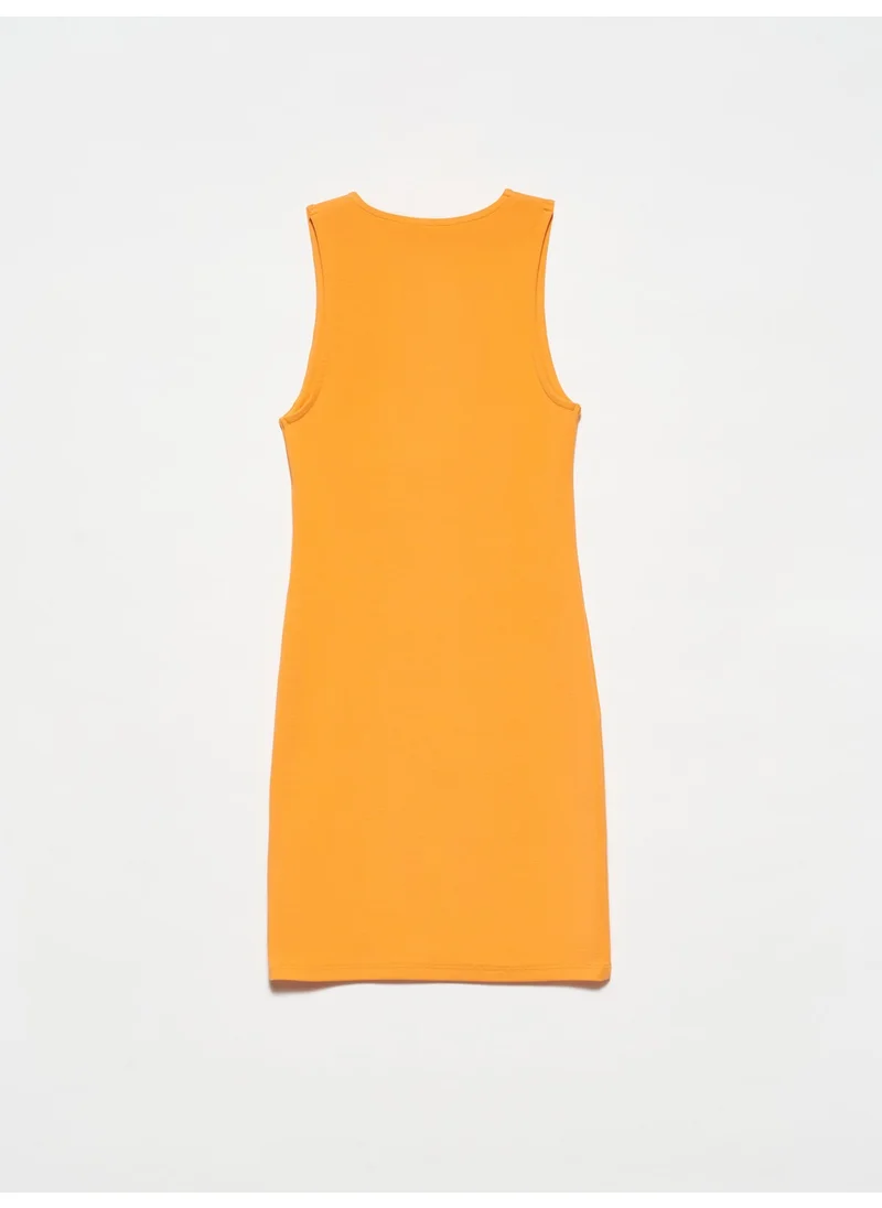 Dilvin 90326 Mini Basic Dress-Orange