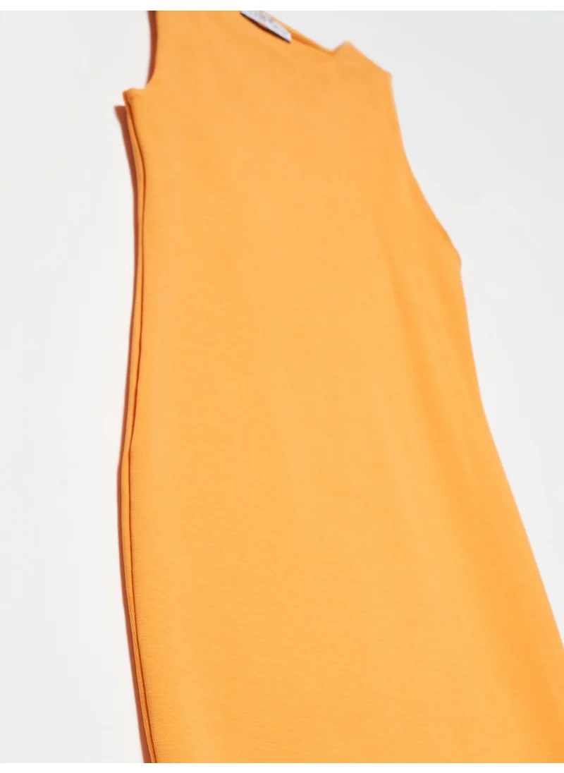 Dilvin 90326 Mini Basic Dress-Orange