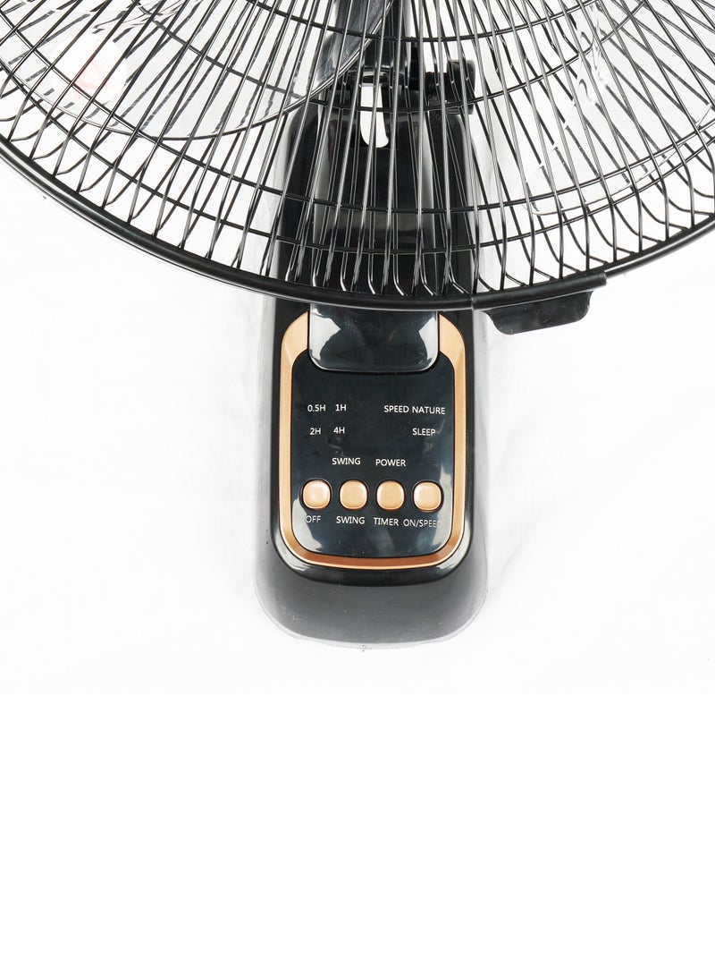 عفرا مروحة حائط أفرا، 16 بوصة، 60 وات، معدل تدفق 5.5 م 3/الدقيقة، تذبذب 90 درجة، دورة في الدقيقة 1250 مع جهاز تحكم عن بعد 3 سرعات، أسود وذهبي وردي، AF-1612WFBG، ضمان لمدة عامين - Image 2