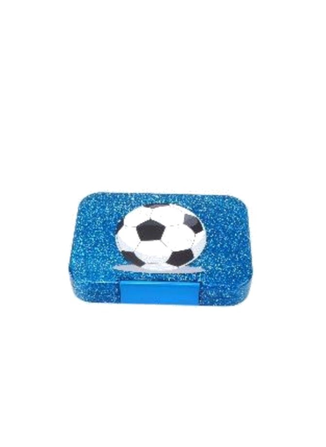 Generic Football Print ABS Bento Lunch Box, BPA Free, Microwave Safe Removable Tray, 6 Adjustable Compartments, Leak Resistant, Lightweight, 3 Years+, 22x15.5x5cm, 1L - Blue  - Image 1