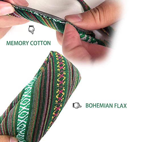 LSAUTO Universal 15inch Ethnic Style Baja Blanket Steering Wheel Cover with Coarse Flax Cloth and Sweat Absorption Anti Slip Car Wrap (Boho Green) - Image 3