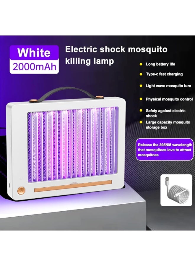مصباح كهربائي قاتل للبعوض LED جداري قابل لإعادة الشحن USB بتقنية الصعق الآمن ثلاثي الطبقات، جهاز صيد الحشرات والذباب منخفض الجهد، تصميم عصري هادئ للاستخدام المنزلي والمكتبي – لون أبيض - Image 5