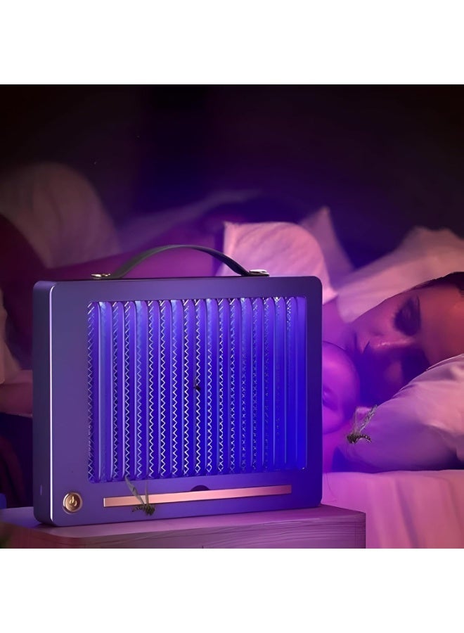 مصباح كهربائي قاتل للبعوض LED جداري قابل لإعادة الشحن USB بتقنية الصعق الآمن ثلاثي الطبقات، جهاز صيد الحشرات والذباب منخفض الجهد، تصميم عصري هادئ للاستخدام المنزلي والمكتبي – لون أبيض - Image 2