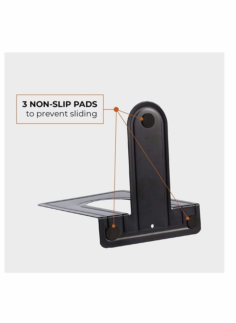 Sturdy Anti-Slip Bookends - DELFINO 4 Pairs (8 Pieces) Metal Book Supports for Books, CDs  Dividers - Perfect for Home, Office  Library (Black) - Image 2