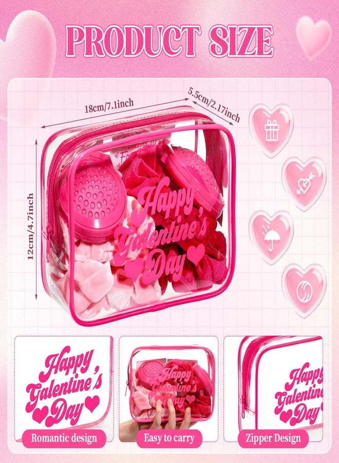 Rtteri 12 Pcs Galentine's Day Gift Bags Hot Pink Clear Makeup Bag with Frame Happy Galentine's Day Makeup Cosmetic Bag Toiletry Storage Purse Bulk for Friends Valentine Party Favors - Image 4