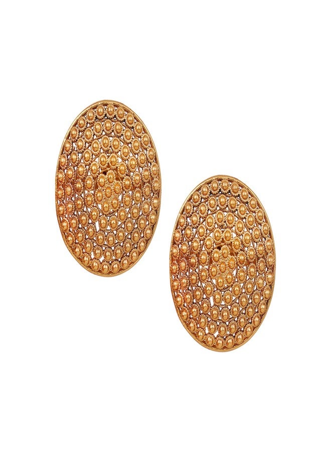 JFL - Jewellery for Less Traditional Gold Plated Round Stud Earring for Women and Girls.,Valentine - Image 1