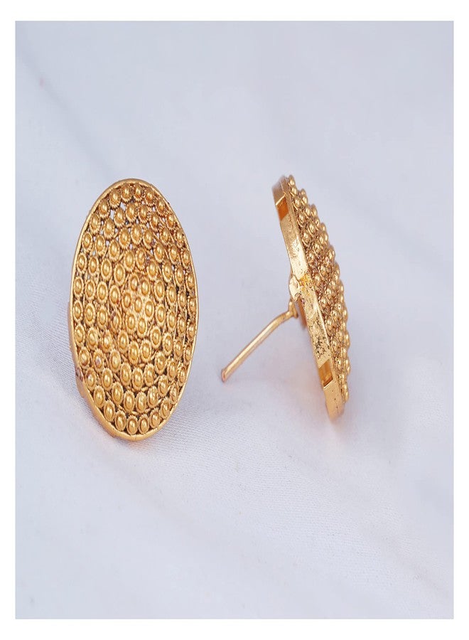 JFL - Jewellery for Less Traditional Gold Plated Round Stud Earring for Women and Girls.,Valentine - Image 3