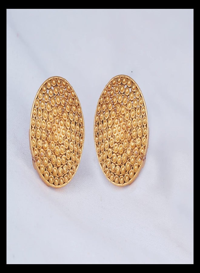 JFL - Jewellery for Less Traditional Gold Plated Round Stud Earring for Women and Girls.,Valentine - Image 2