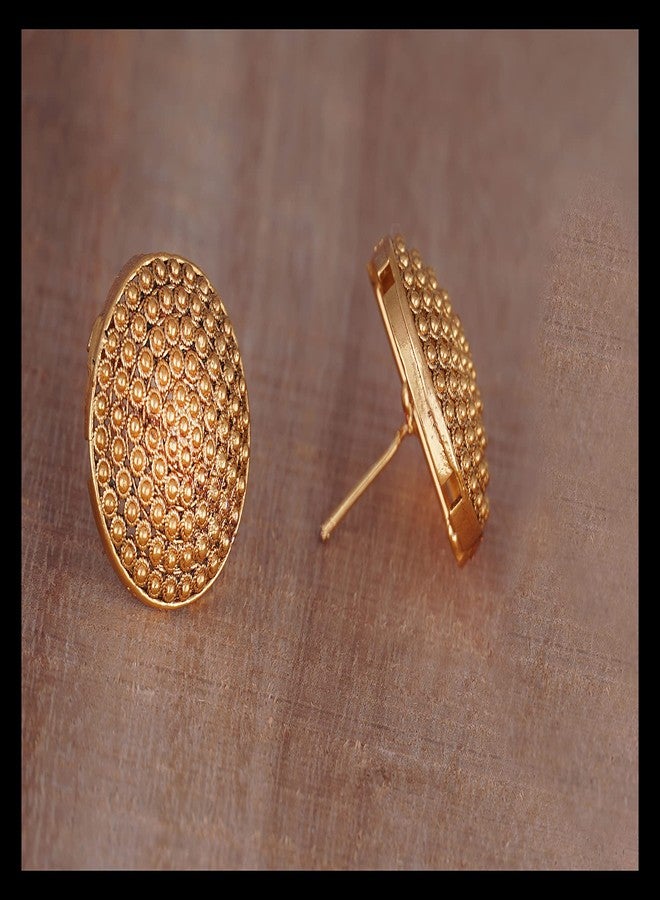 JFL - Jewellery for Less Traditional Gold Plated Round Stud Earring for Women and Girls.,Valentine - Image 5