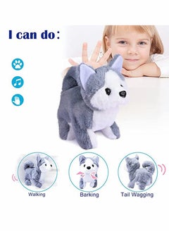 KASTWAVE Plush Interactive Toy Electronic Pet Plush Husky Dog Toy Interactive Pet Dog Plush Husky Dog Toy Can Walking Barking Tail Wagging Stretching Companion Animal for Kids  - Image 2