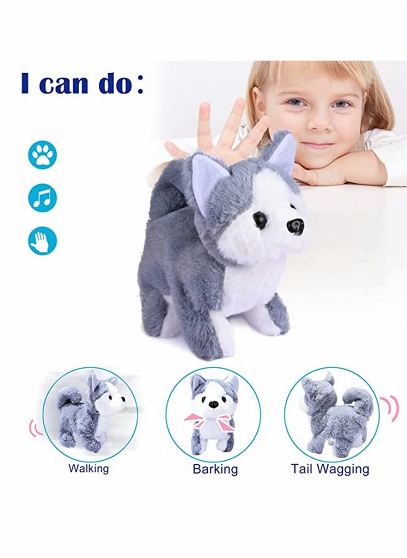 KASTWAVE Plush Interactive Toy Electronic Pet Plush Husky Dog Toy Interactive Pet Dog Plush Husky Dog Toy Can Walking Barking Tail Wagging Stretching Companion Animal for Kids  - Image 2