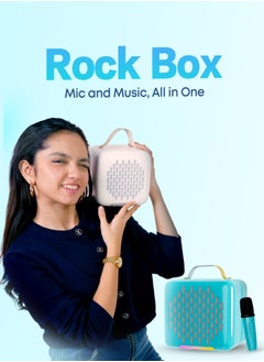 Faster Rock Box Portable Bluetooth Speaker - Karaoke Speaker with Wireless Mic – Mini Party Speaker with Colorful Lights, 10W HD Sound, 8H Playtime, Bluetooth 5.4, TF/USB/AUX Support – for Home, Outdoor, Travel & Kids (White)  - Image 2