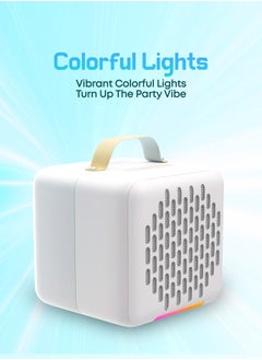 Faster Rock Box Portable Bluetooth Speaker - Karaoke Speaker with Wireless Mic – Mini Party Speaker with Colorful Lights, 10W HD Sound, 8H Playtime, Bluetooth 5.4, TF/USB/AUX Support – for Home, Outdoor, Travel & Kids (White)  - Image 4