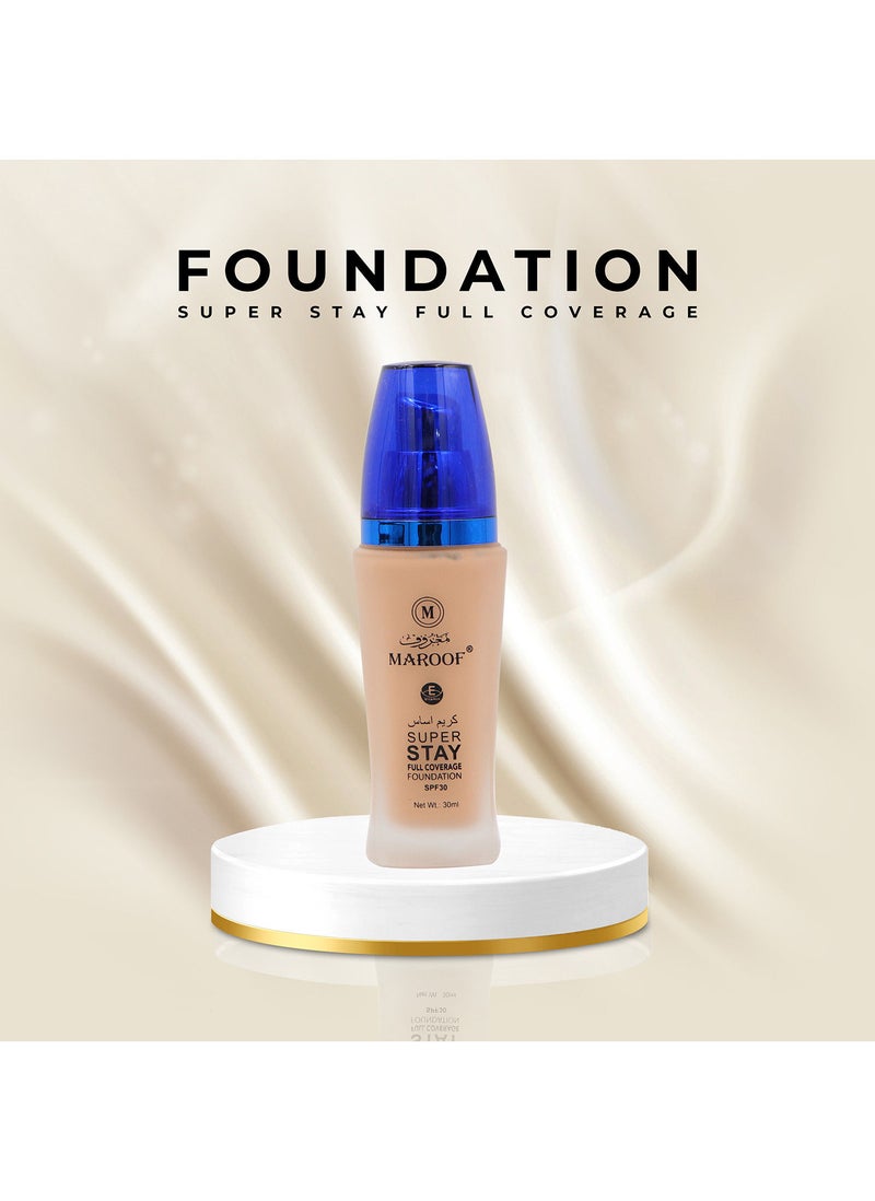 MAROOF ماروف كريم أساس سائل تغطية كاملة 24 ساعة SPF30 30 مل 05 بني - Image 4